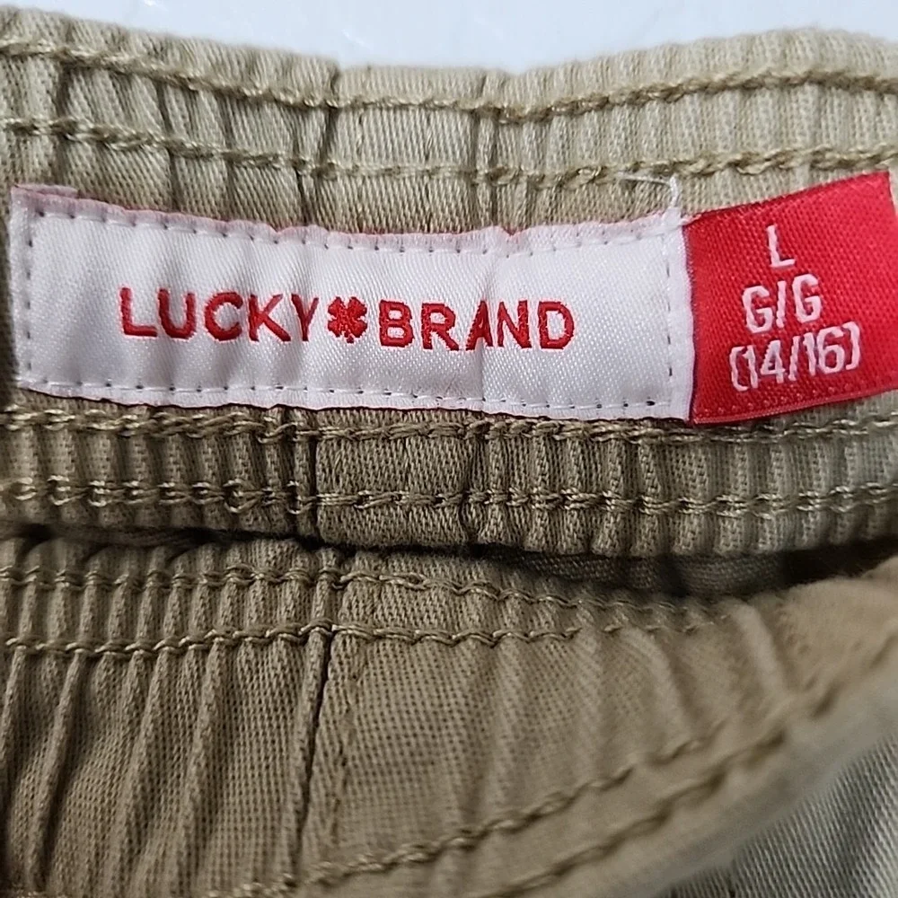 Lucky Brand Girl's‎ Khaki Drawstring Waist Stretch Pull On Cargo Pants 14/16